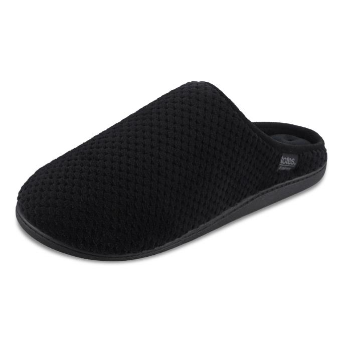 Isotoner® Mens Swept Back Popcorn Mule Slipper Black Extra Image 2